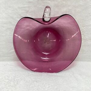 VTG Pilgrim Cranberry Heart Shaped Art Glass Trinket Dish Valentines‎ Christmas